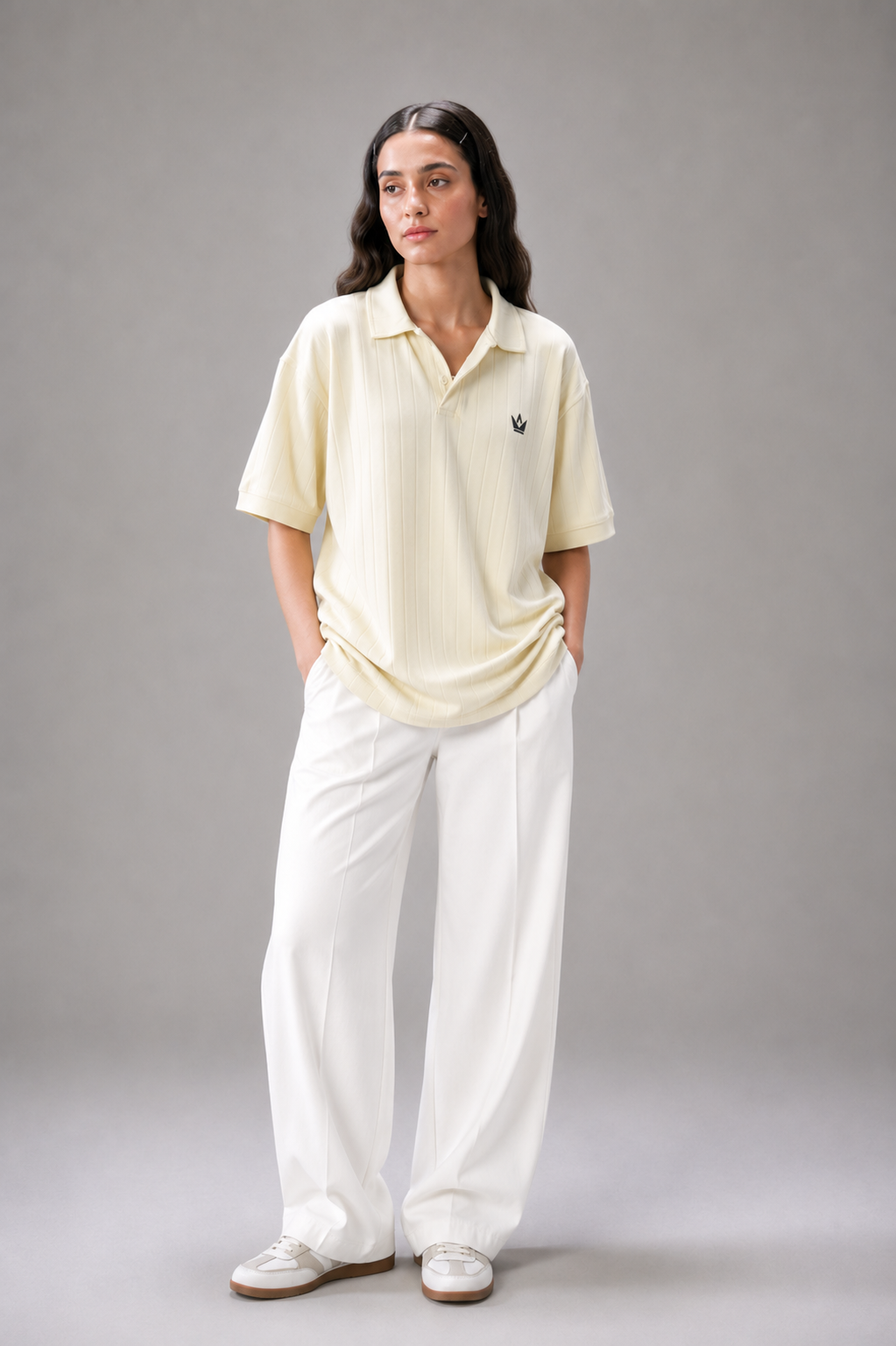 Off-White Textured Drop Needle Polo